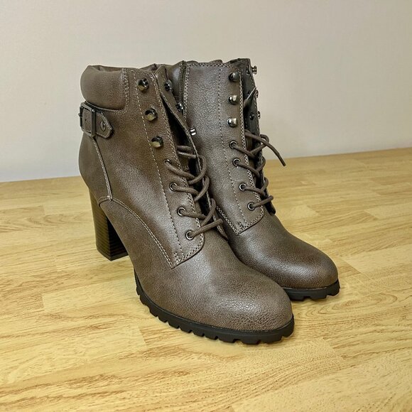 NWT Leather Combat Boots Combat Booties Style & Co "Caitlin" Size 9.5 - Picture 6 of 12